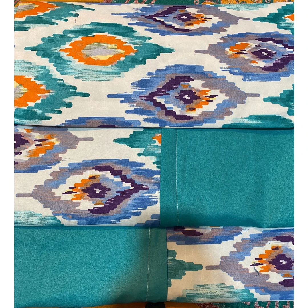 新款艾特莱斯民族风床单三件套单人蓝色加厚