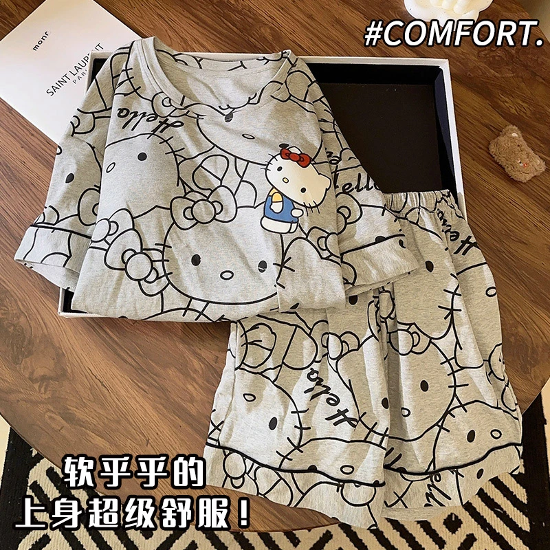 KT猫睡衣女夏季短袖可爱少女套装2025新款夏天小个子学生家居服