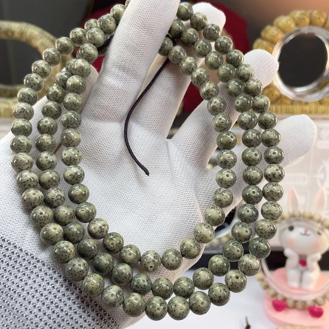 星月菩提吊坠8圆绿包白108 星点货