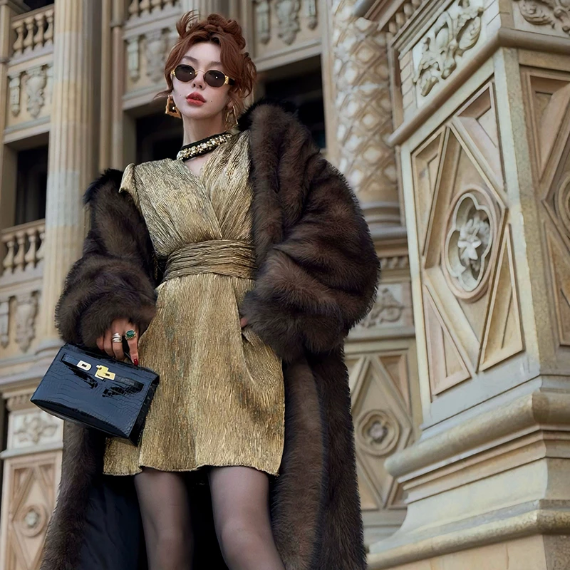 M/Q〔奢感千金〕气质流光细闪连衣裙MQ8087