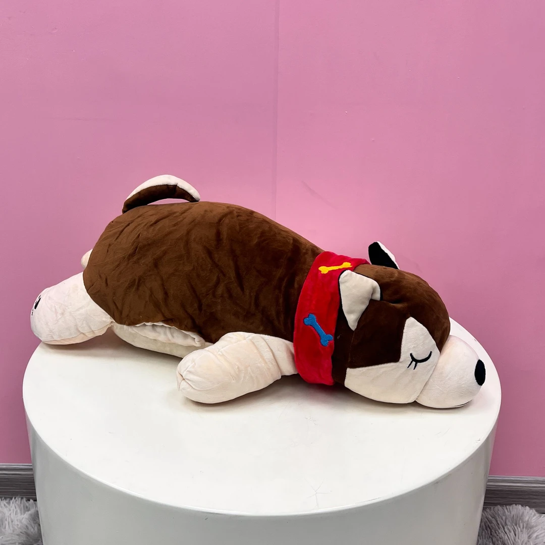 羽绒棉哈士奇手捂午睡枕头毛毯三合一毛绒玩具床上追剧抱枕礼物