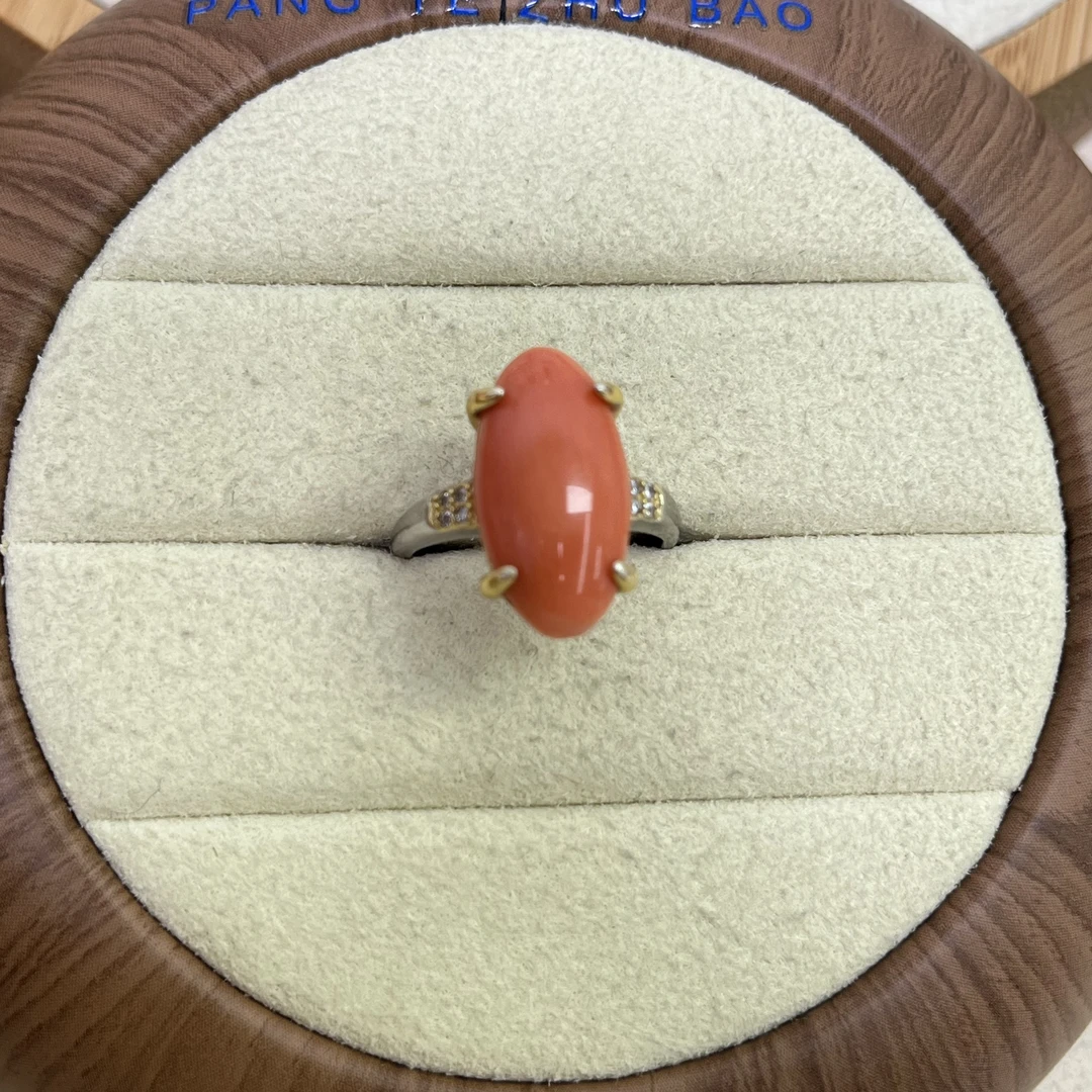 天然珊瑚台湾莫莫戒指