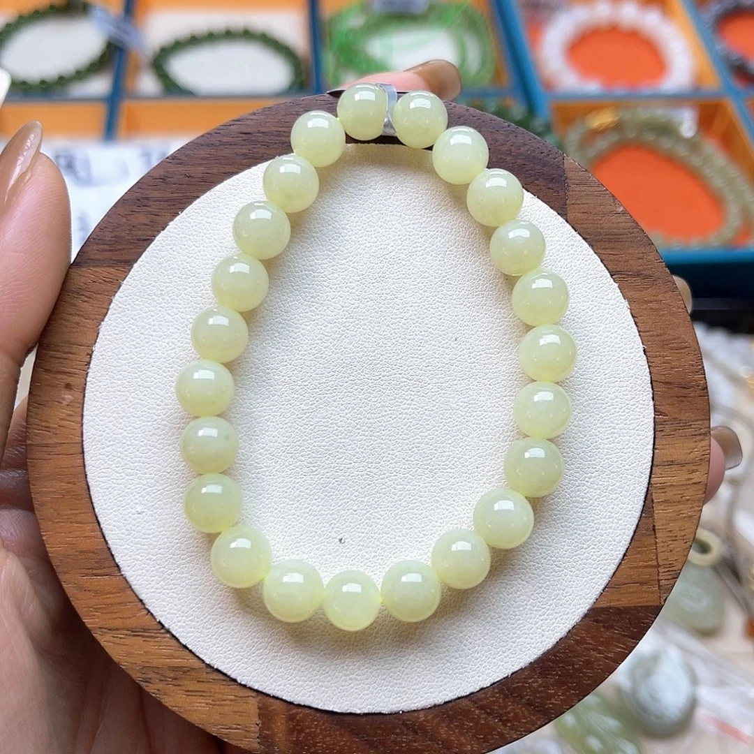 和田玉未镶嵌手串H25卡8