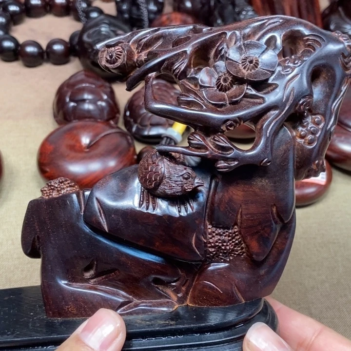 檀香紫檀（小叶紫檀）印度小叶紫檀（喜上眉梢摆件）