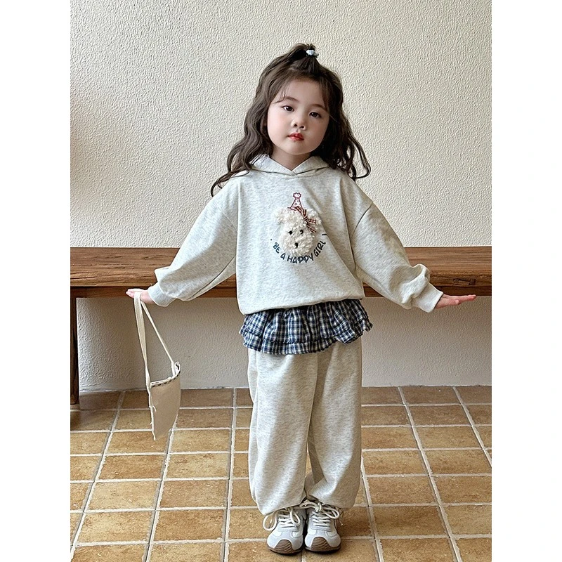 女童秋季套装2025新款儿童运动休闲卫衣两件套宝女童白色运动套装