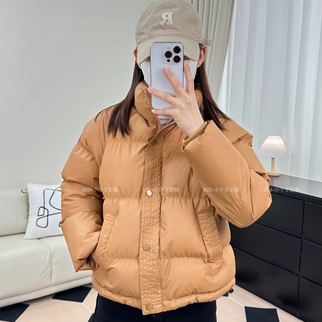 立领保暖棉衣秋冬纯色面包服拼接棉服长袖短款韩版时尚冬季