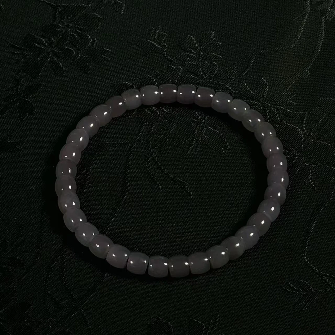 【云雾】天然和田玉烟紫老型珠手串百搭款女士手链 多样性发其一