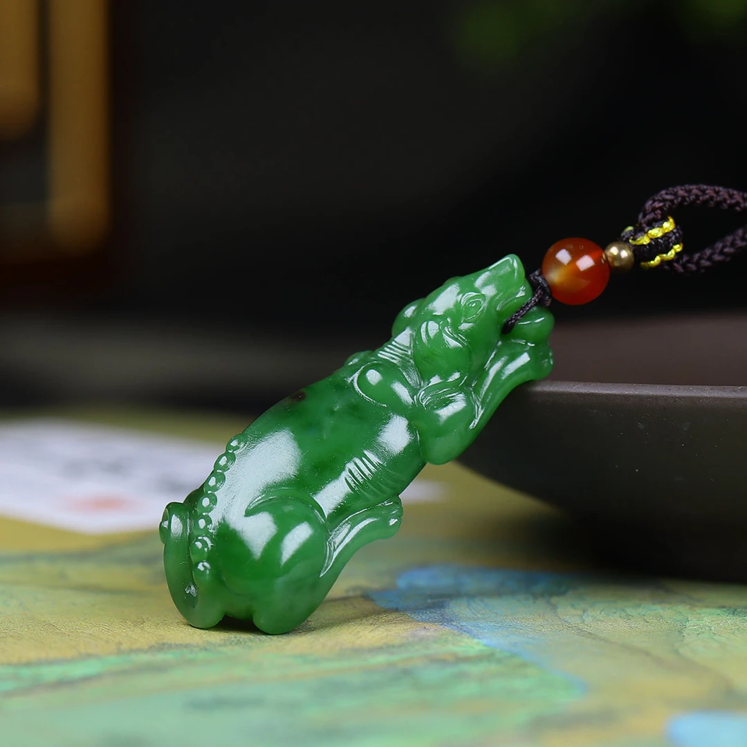 111644和田玉碧玉旺旺来财挂件