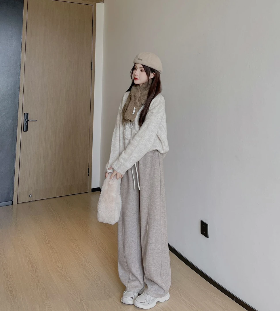 24318 加绒人字纹弯弯裤