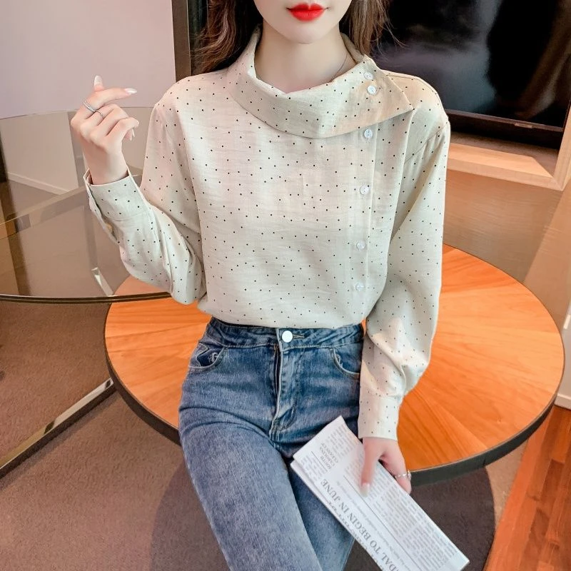 春秋季年新款职业衬衫女长袖气质职场女士衬衣减龄不规则上衣时尚