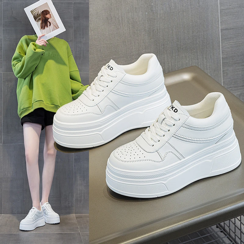 增高9CM小白鞋女2025新款小个子厚底松糕鞋运动休闲百搭女鞋