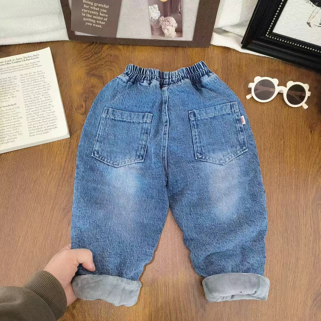 小橘糖家加绒中性牛仔裤