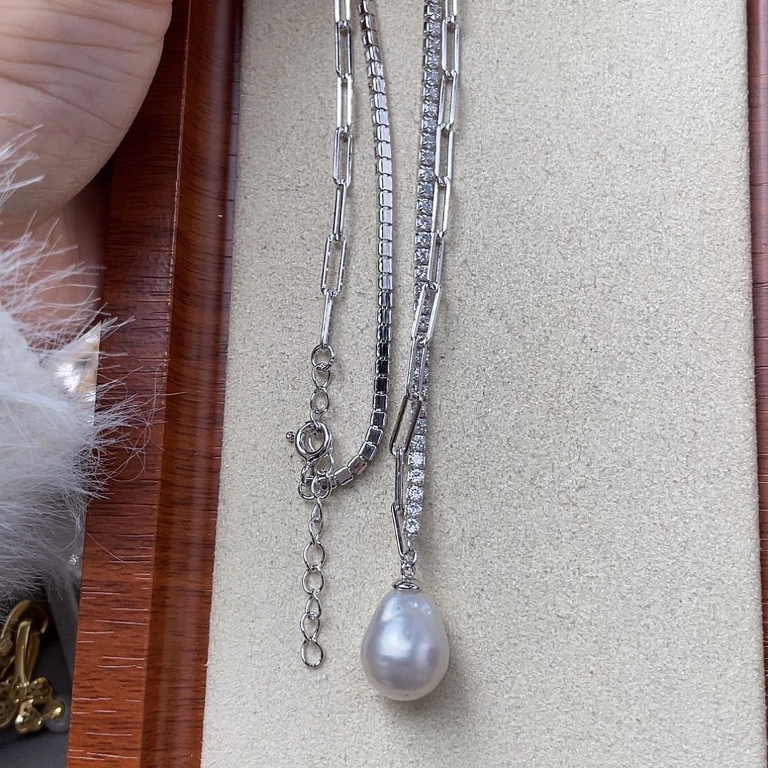 海水珍珠银S925镶嵌颈饰