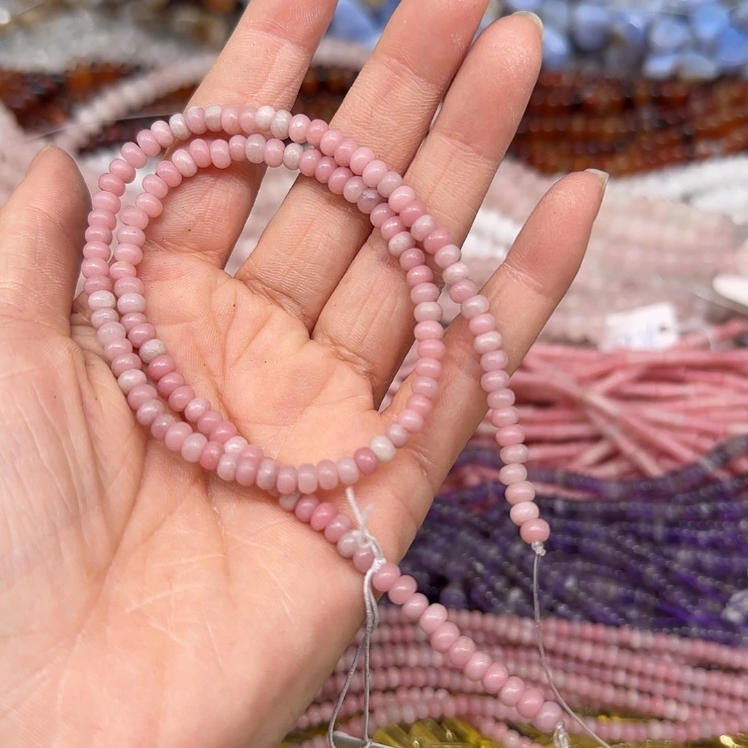 玛瑙/玉髓合金珠宝半成品粉澳宝4mm算盘一条