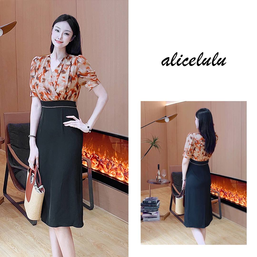 2ALICE“轻羽飞花”连衣裙优雅通勤端庄百搭S2138693A