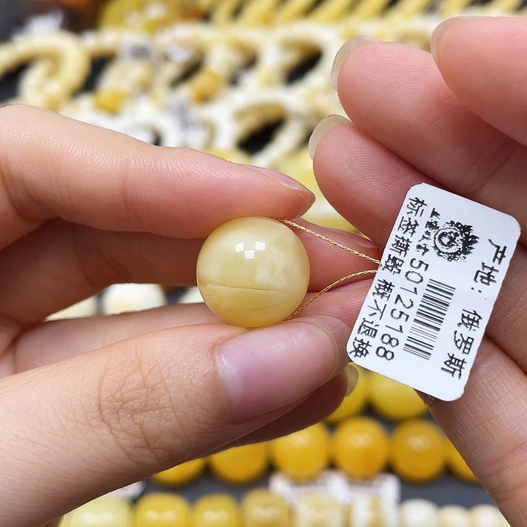未镶嵌蜜蜡裸石圆珠15.2mm金沙