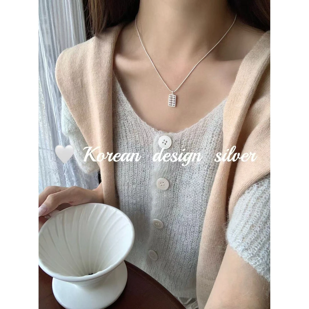 吊坠925银亚克力 L-YHX1037#精致小众ins风可爱算盘百搭项链