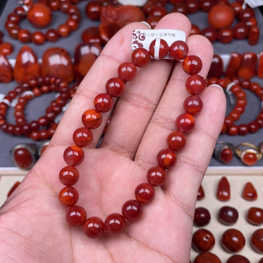 南红玛瑙未镶嵌瓦西南红圆珠手串9mm