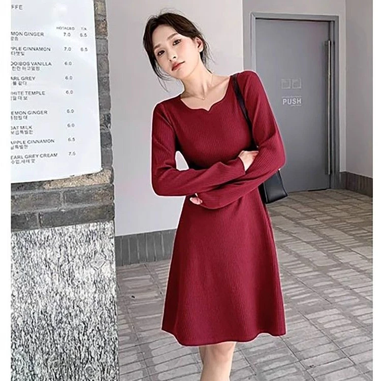 时尚百搭~2025秋冬季新款法式收腰针织连衣裙甜美风修身显瘦毛衣