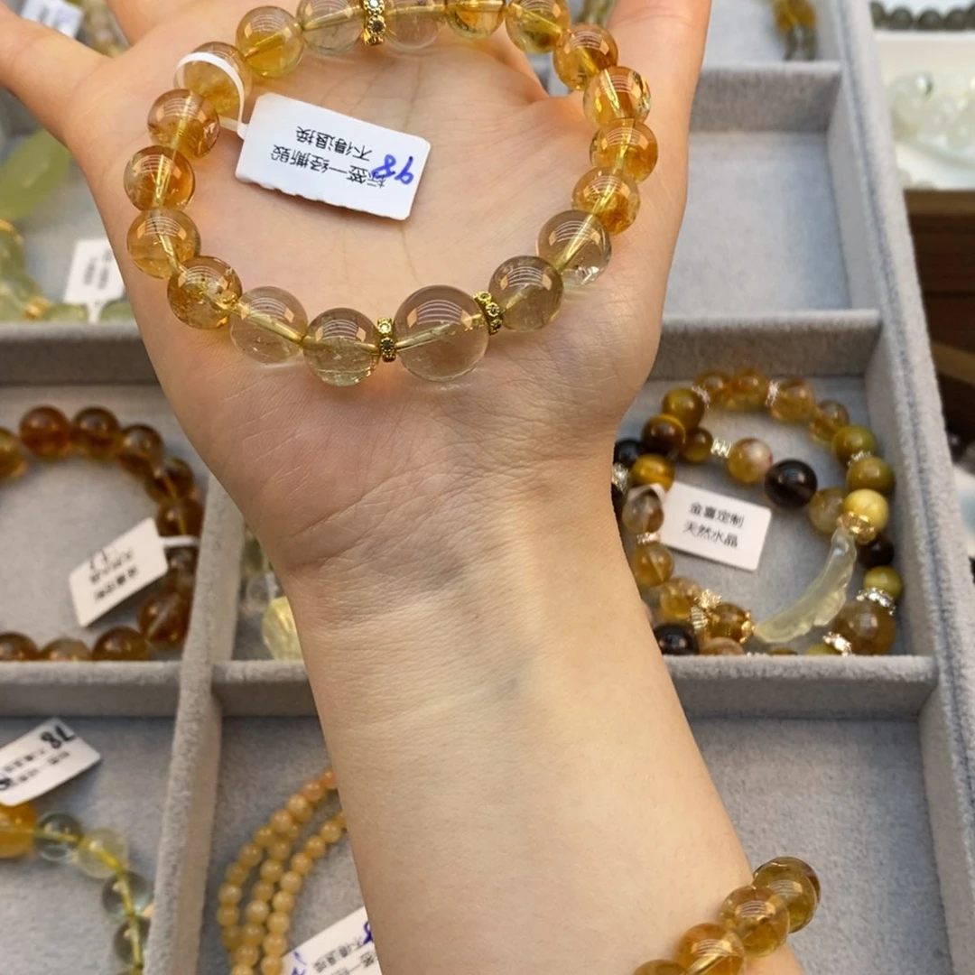 烟晶手链合金金发黄塔