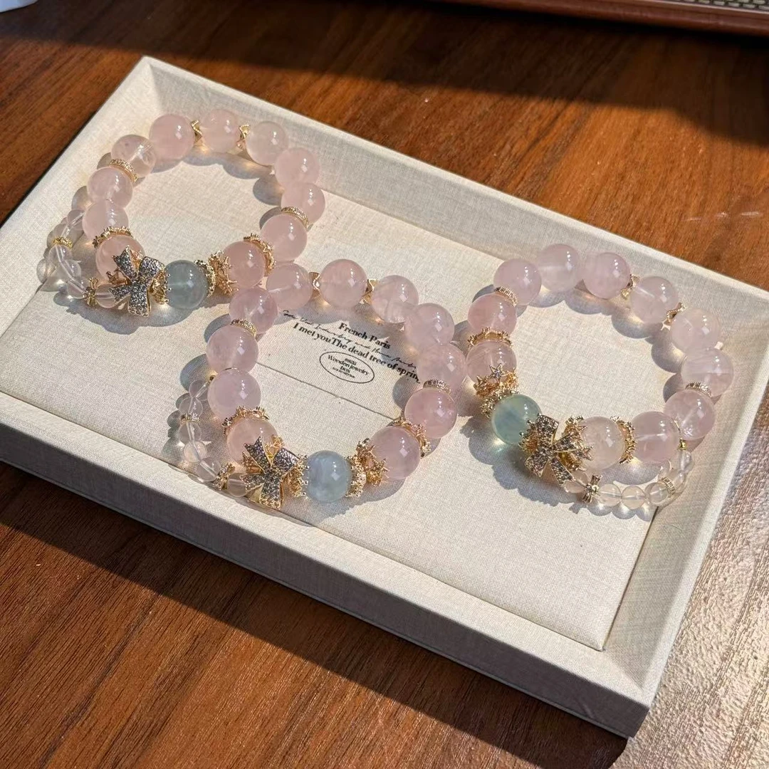 粉水晶绿萤石水晶手串手链 颜色微差多样性发其一ZN32