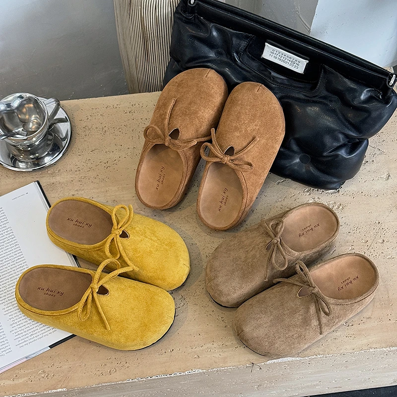 小蝴蝶|复古row风勃肯鞋拖鞋女2025新款复古一脚蹬懒人包头半拖鞋