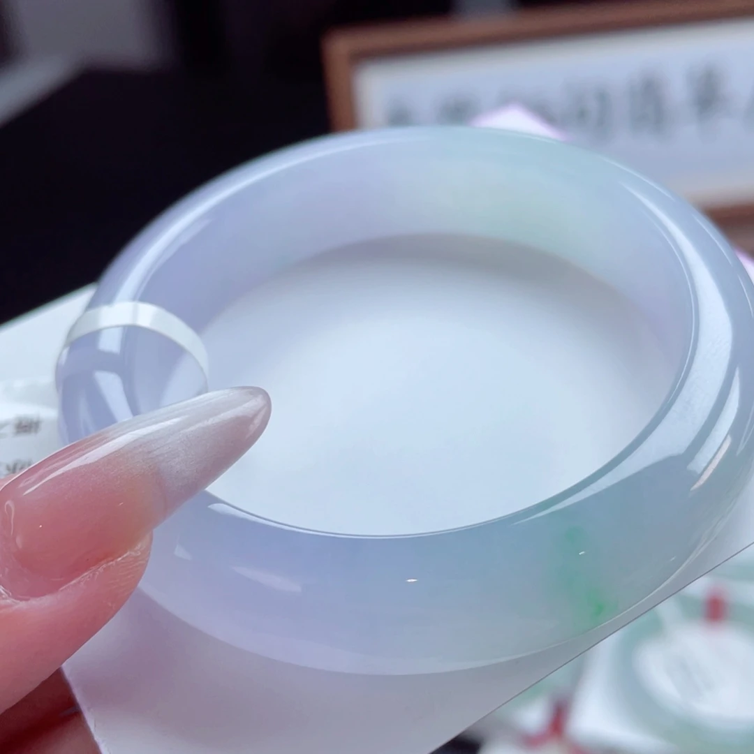 翡翠手镯未镶嵌50.9冰春彩 高种水位高颜值 毕业镯27