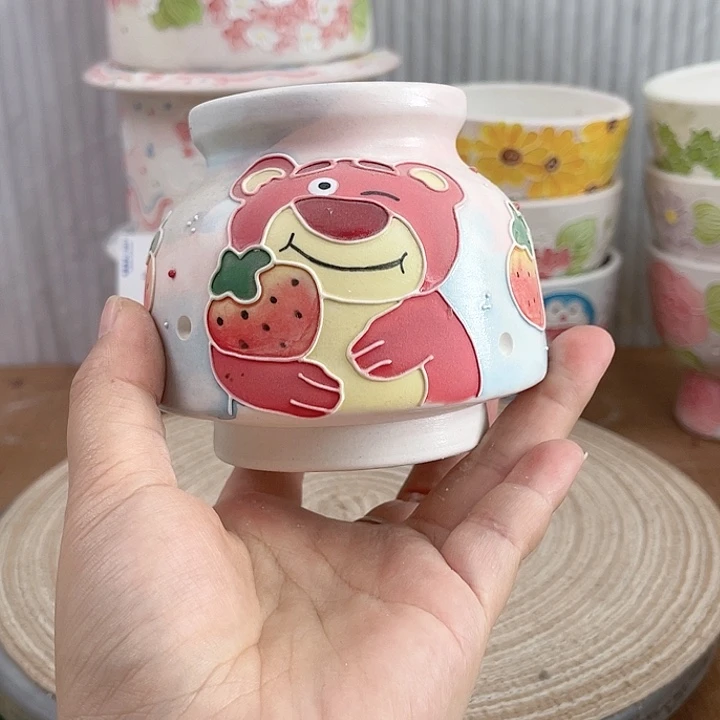白泥手绘多肉花盆微瑕478