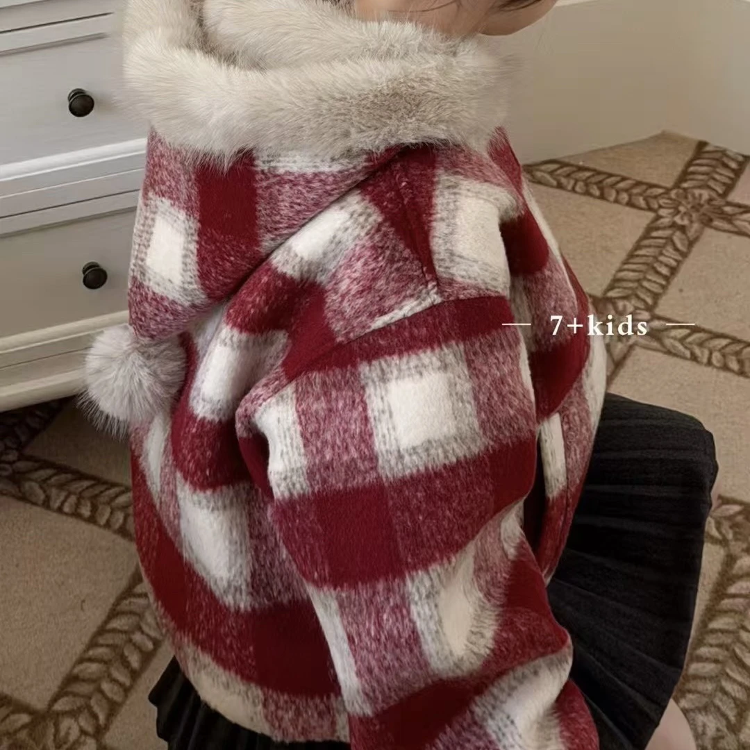 1866儿童格子连帽外套