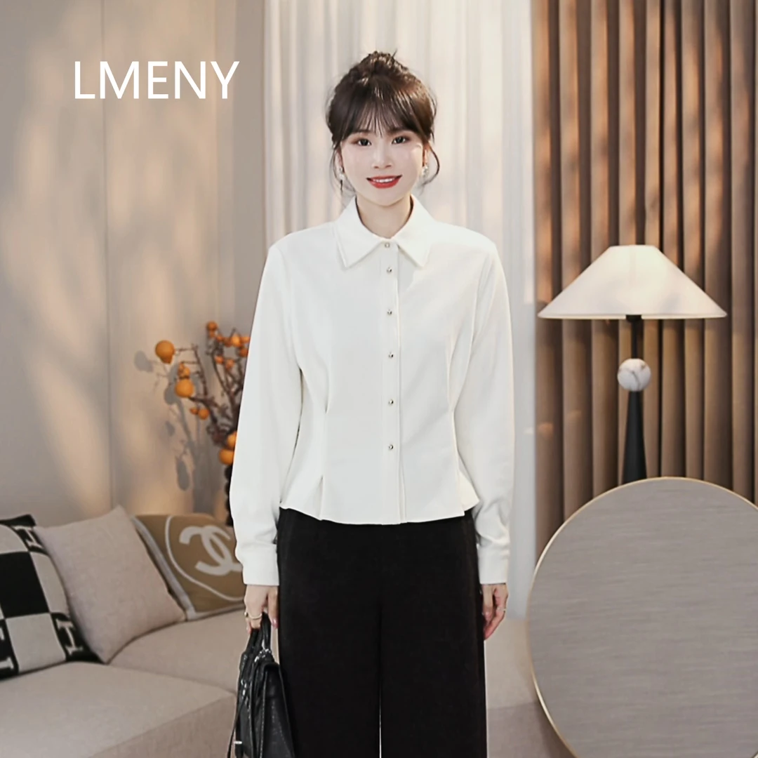 LMENY“折纸衬衫”双重显瘦～立体收腰压褶后腰打揽羊毛衬衫25DC008