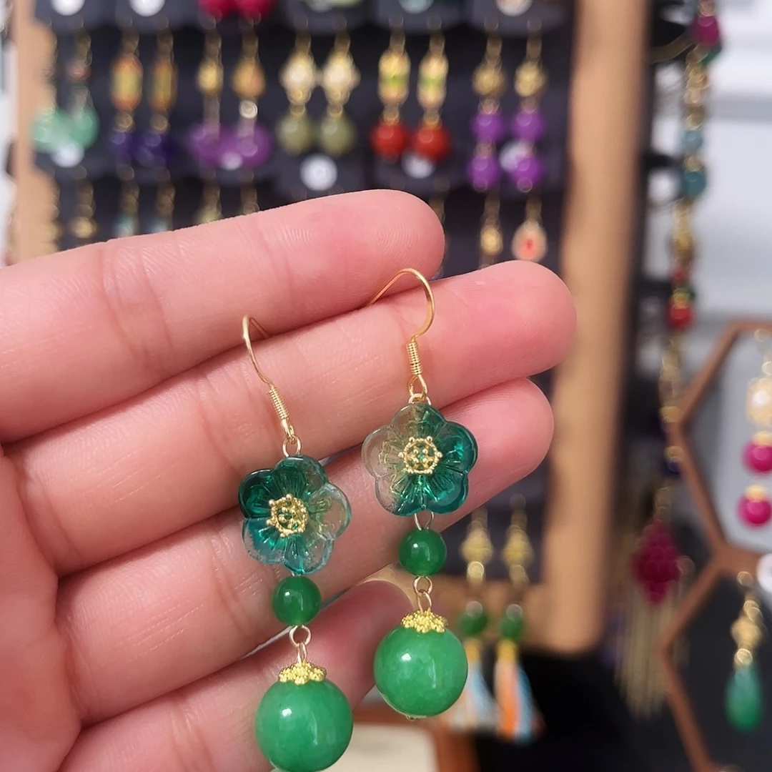 锆石纯铜925银耳饰