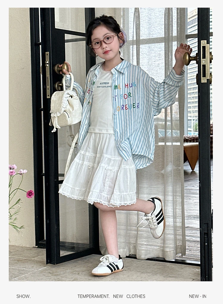 女童防晒衣套装新款女孩背心衬衣外套大童薄款