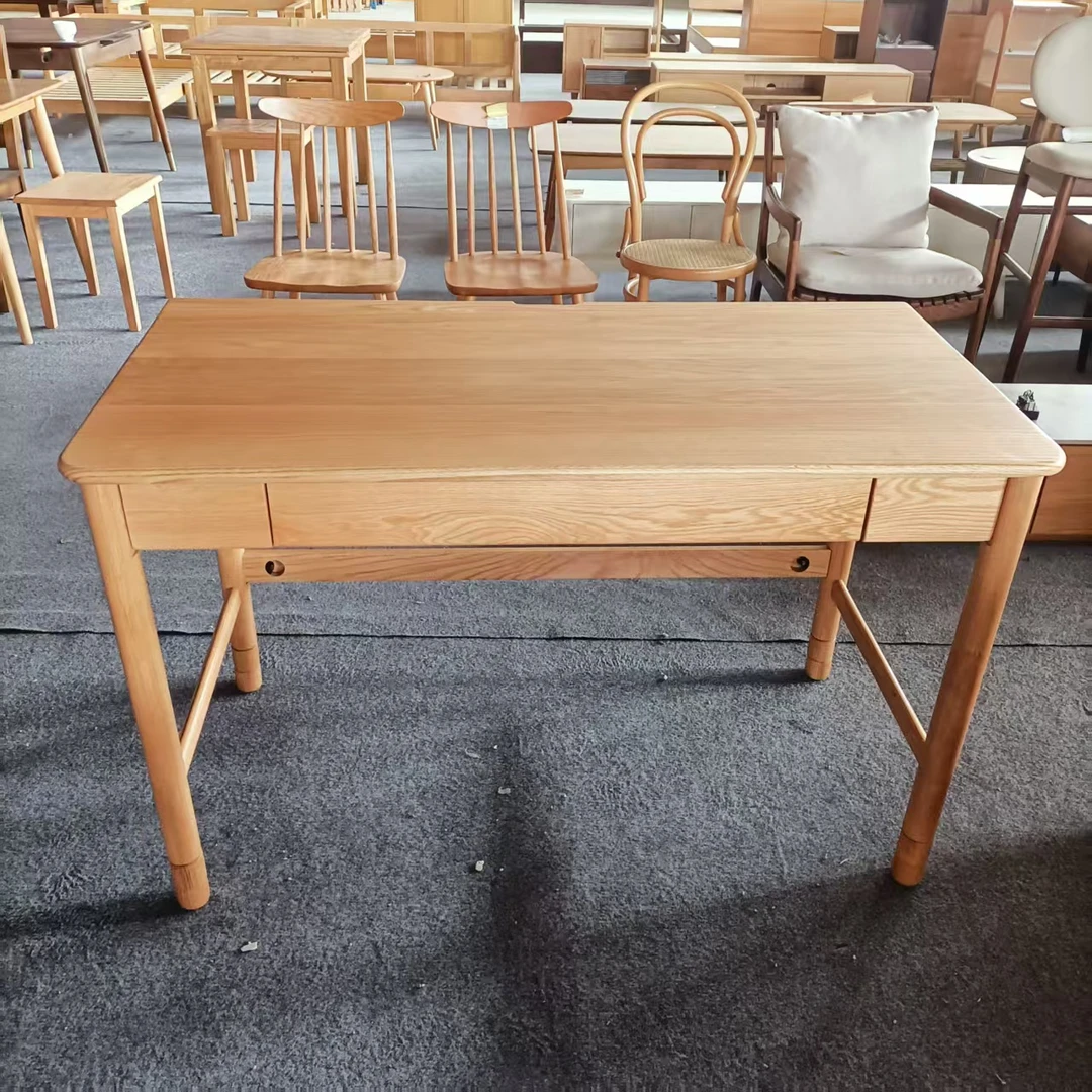 (1200*600*(650-750)mm微瑕红橡木升降儿童书桌原木色家用简约
