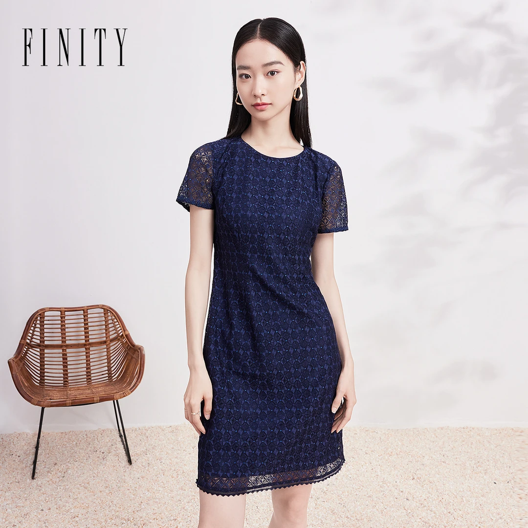 【粉丝专享】FINITY 气质连衣裙时尚复古收腰优雅休闲 F21X3C02L3