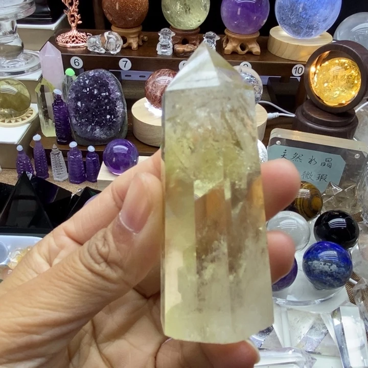 水晶摆件未镶嵌黄水晶柱瑕漏