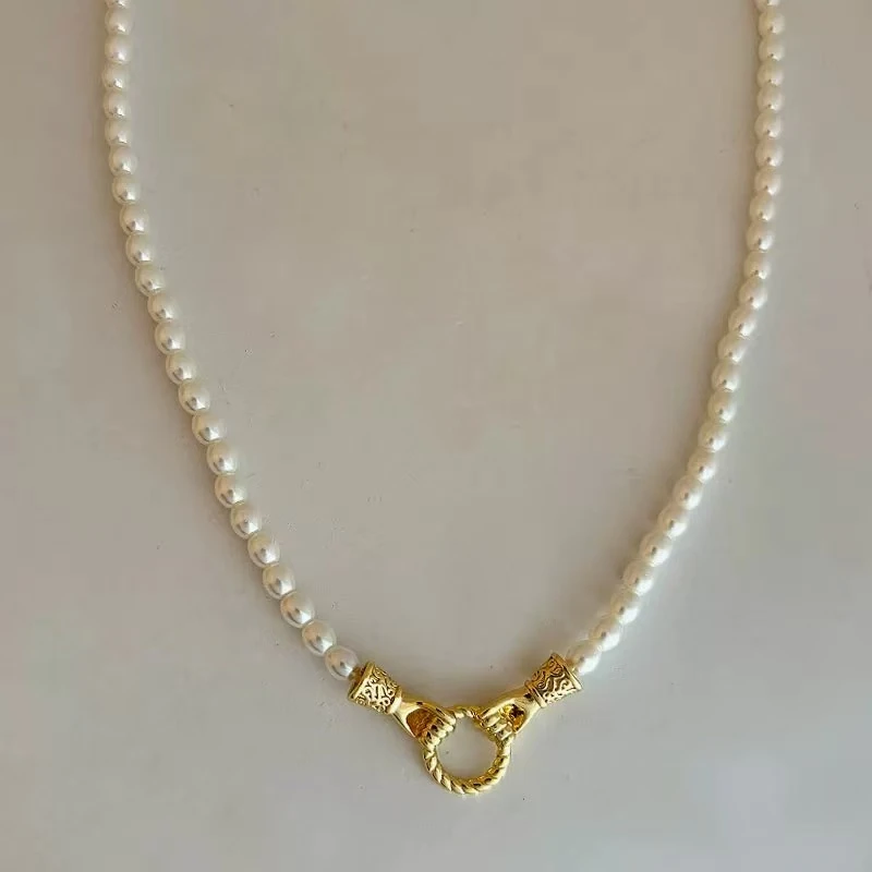 合金仿珍珠项链 玫瑰的故事黄亦玫同款珍珠项链女款锁骨链707