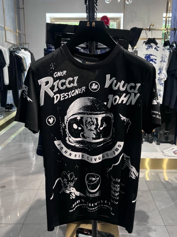 【名爵服饰】直播间专属短袖夏季短袖潮流百搭时尚情侣款烫钻刺绣