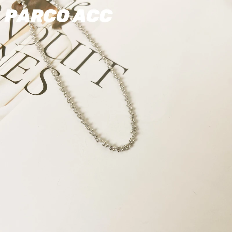 铜合金项链 TC104  锁链拼接小米珠项链