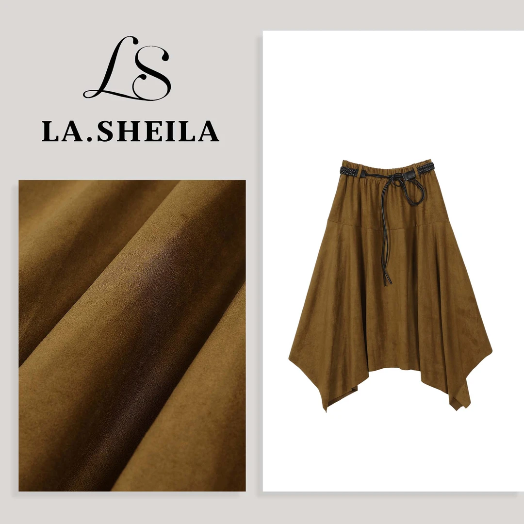 LA.Sheila 送腰带 设计感不规则下摆骑士半身裙253-BQ/0821-5731
