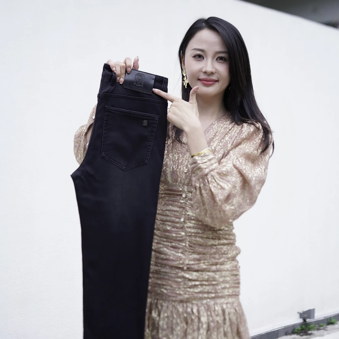 黑灰色男士牛仔裤秋冬厚款修身显瘦亲肤保暖不臃肿柔软裤子