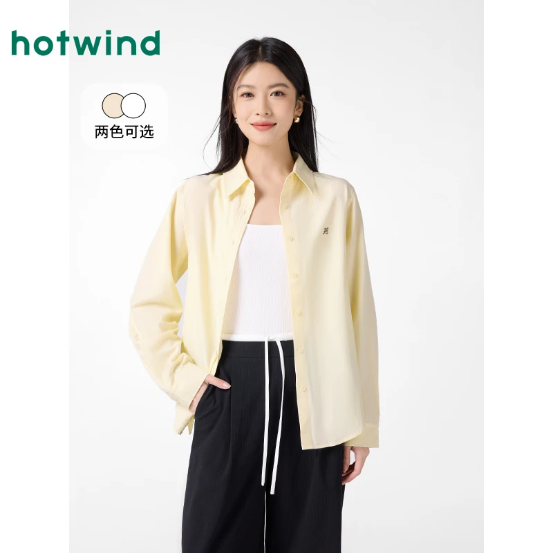 热风2025年春季新款女士刺绣衬衫F02W25106