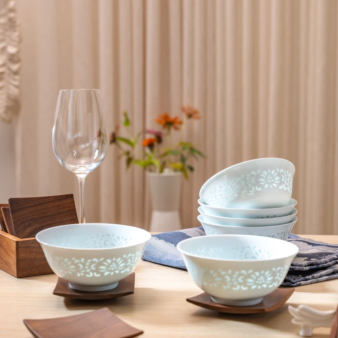 玉柏玲珑【蕃莲纹】5英寸饭碗（预售15天链接）
