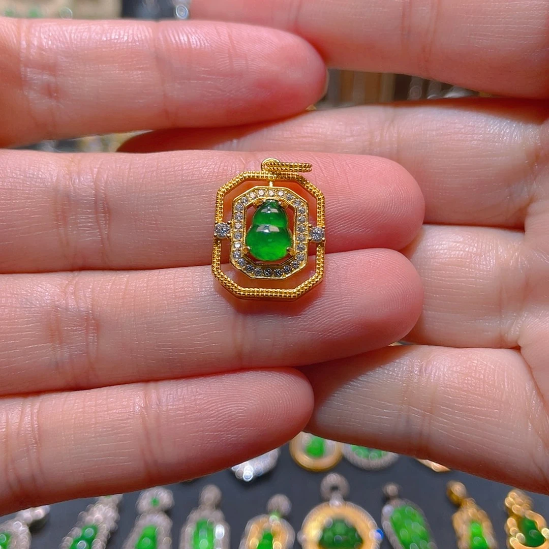 翡翠银S925镶嵌吊坠(不含链)