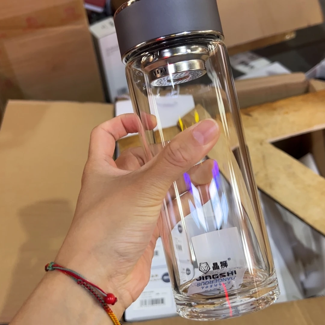 晶单层烫手玻璃杯510灰色提环灰色玻璃杯
