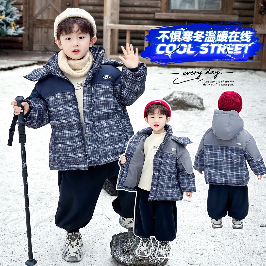 男童羽绒款儿童装冬季加厚外套2025新款洋气小童男孩宝宝冬装棉服
