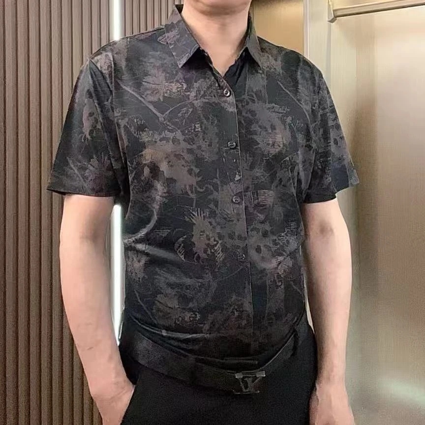 【正品桑蚕丝】男士夏季薄款天然调温桑蚕丝短袖衬衫