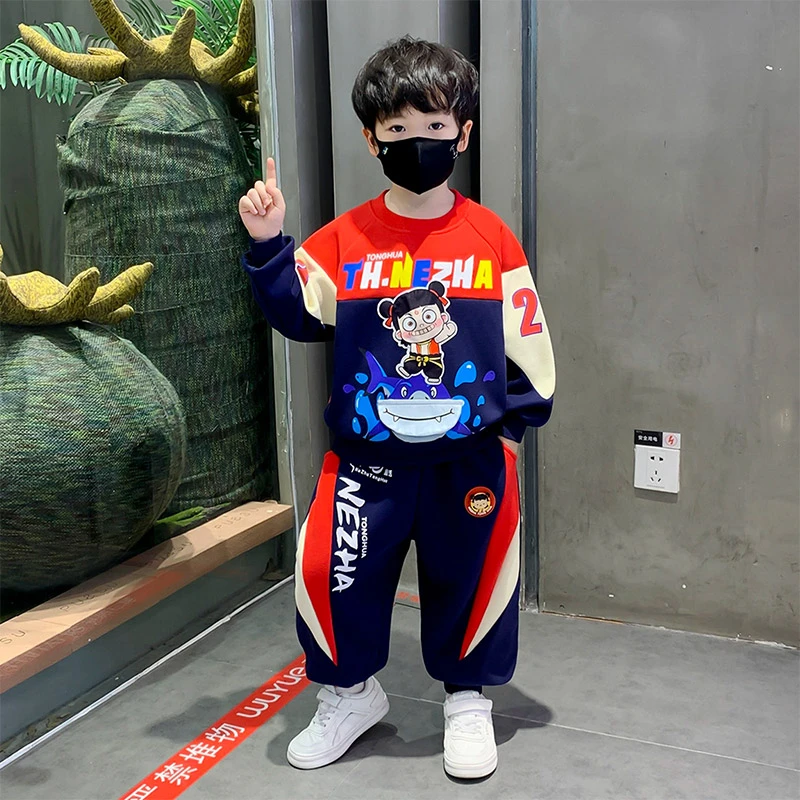 哪吒衣服男童套装2025新款时髦小男孩春秋装宝宝卫衣儿童洋气穿搭