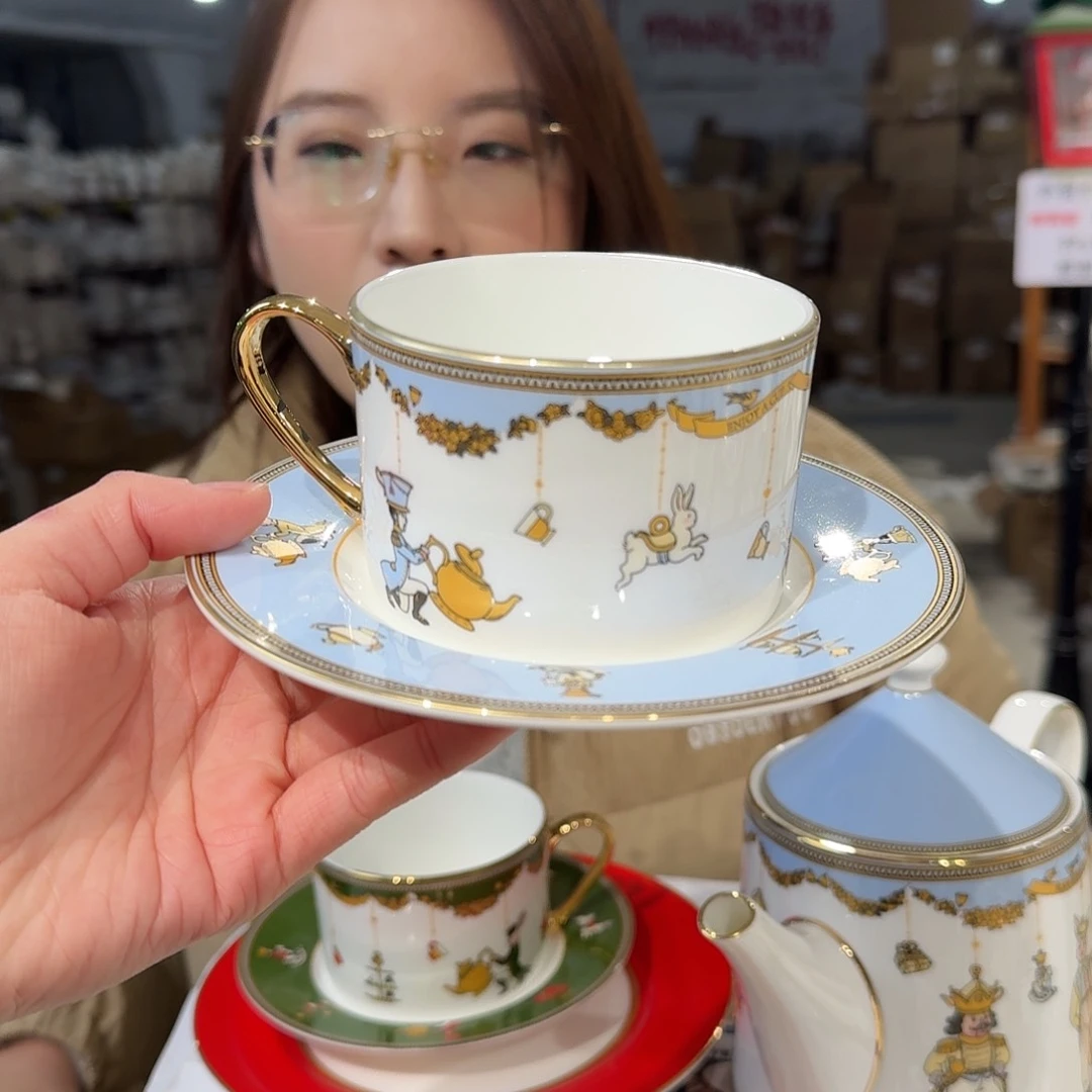瓷鹅黄原单咖啡杯碟250ml一套微瑕