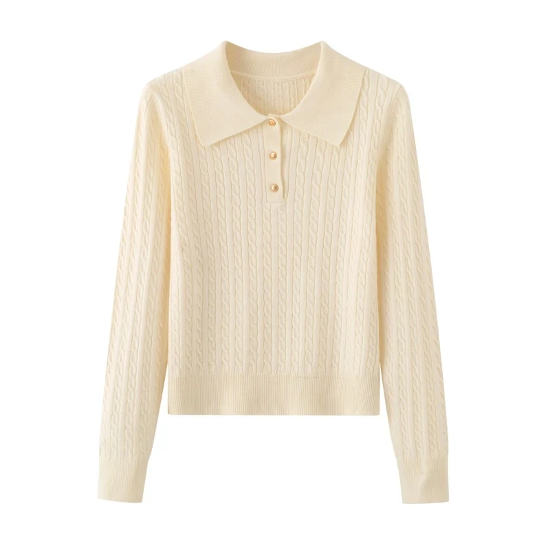 MM商场同款2025秋季新款百搭套头针织衫翻领宽松上衣女3731