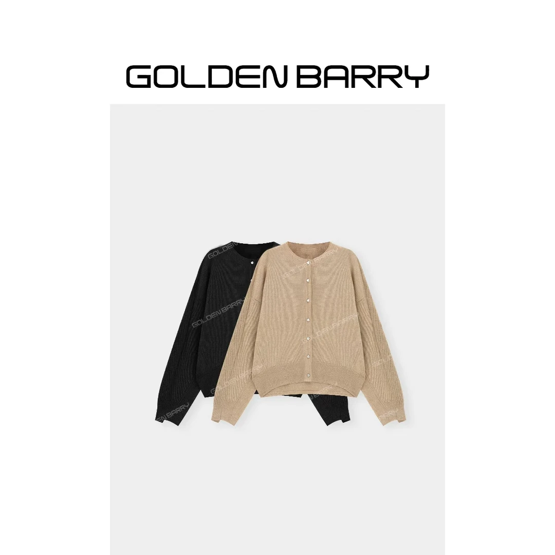 GOLDENBARRY|241272“软宇宙”时尚宽松落肩袖羊毛针织开衫